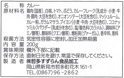 白桃ピオーネカレーパッケージ裏張り